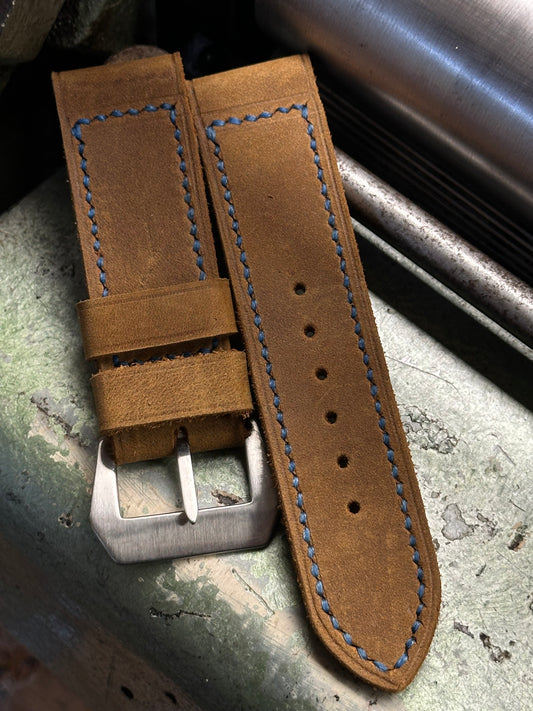 CONSUS - BRIGHT BLUE Vintage style [sanders] strap W: 26/26 L: 130/80 T:4,5mm